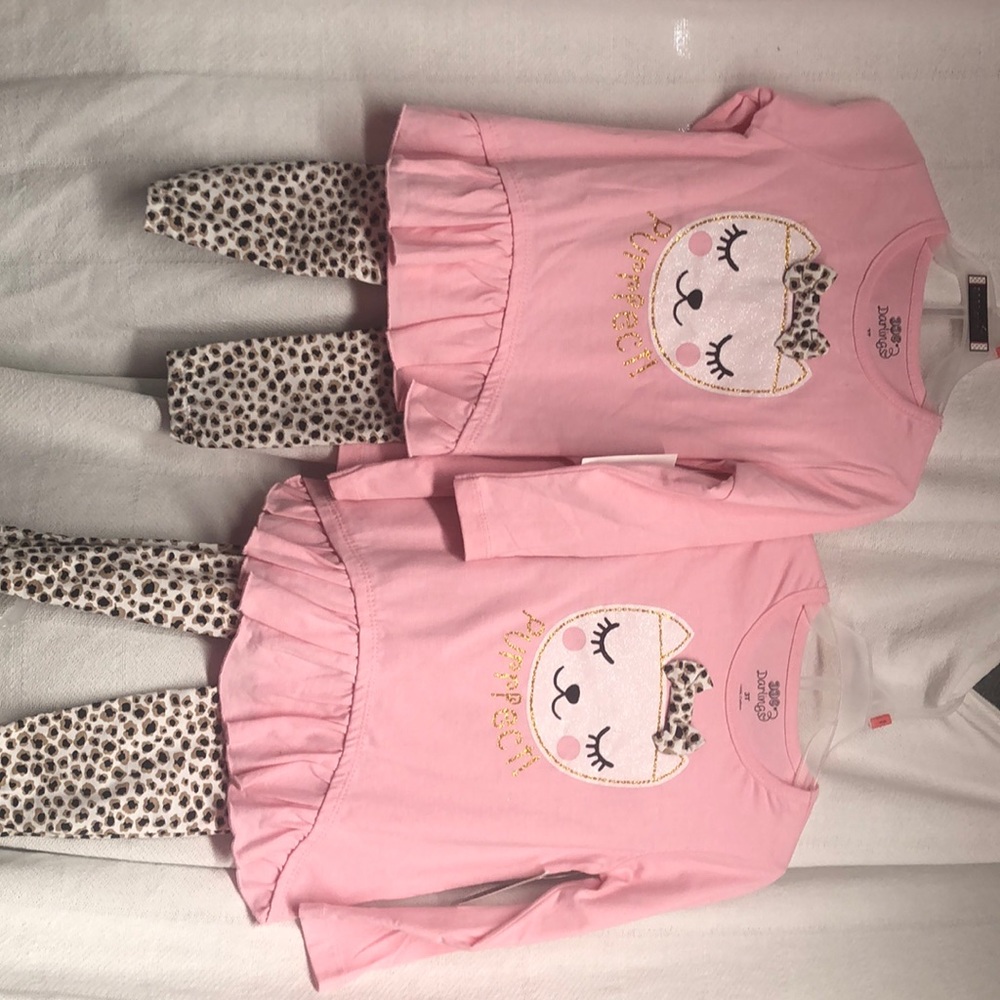 Brand NEW 1 outfit shirt & pants set kitty cat sparkle leopard cheetah 2 piece
